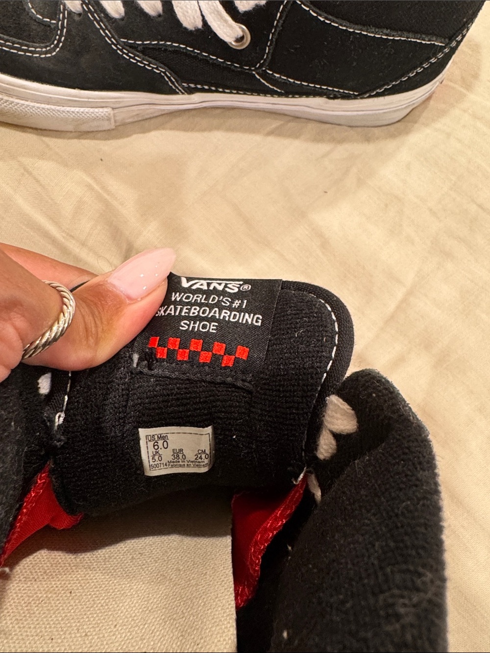 Half Cab Vans Kids Black Suede Mid-Top Sneakers with White Laces - Picture 3 of 8